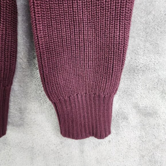 Mens H&M L.O.G.G. Burgundy Sweater Jacket Full Zip 100% Cotton Ribbed Knit L - Picture 5 of 12